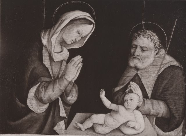 Anonimo — Zaganelli Francesco; Zaganelli Bernardino - sec. XV/ XVI - Adorazione del Bambino con san Giuseppe — insieme